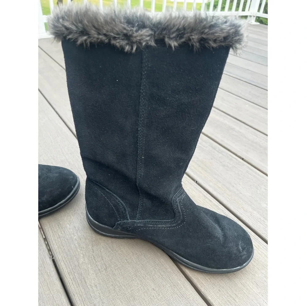 White Mountain Tantalas Black Suede Faux Fur Toggle Winter Boots W12862Z 6M